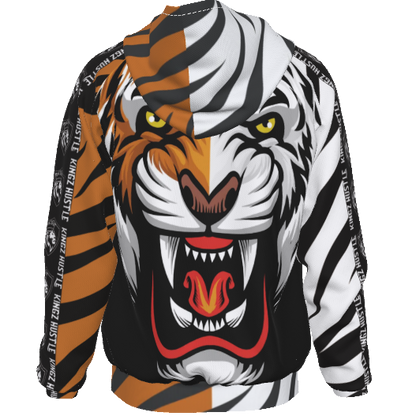 Tiger Contrast Heavy Fleece Raglan Zip Up Hoodie