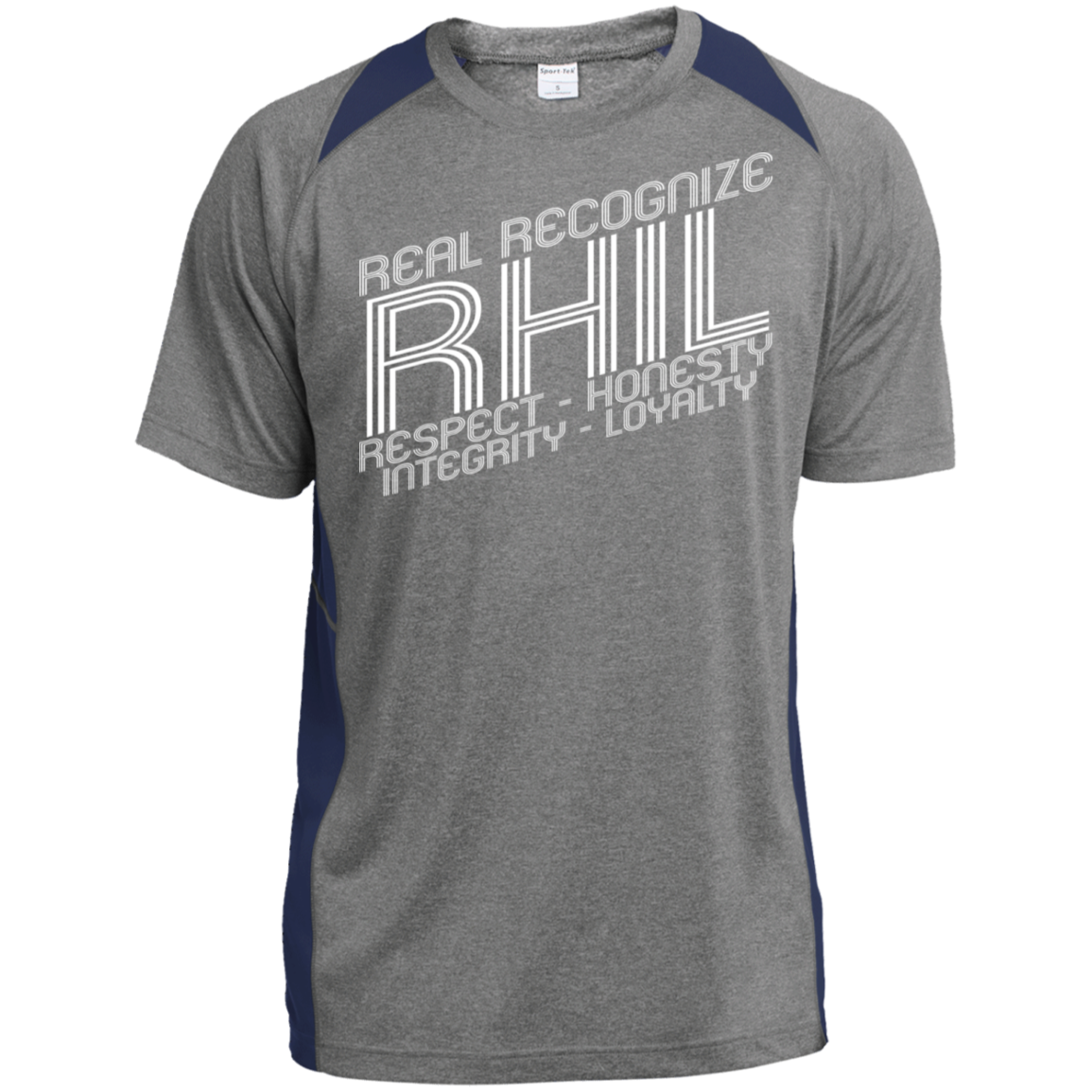Real Recognize RHIL (Respect, Honesty, Integrity, Loyalty) Heather Colorblock Poly T-Shirt