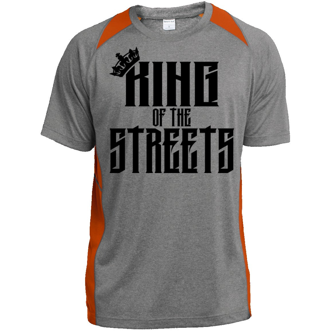 King of the Streets Heather Colorblock Poly T-Shirt CustomCat