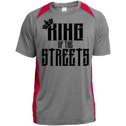 King of the Streets Heather Colorblock Poly T-Shirt CustomCat
