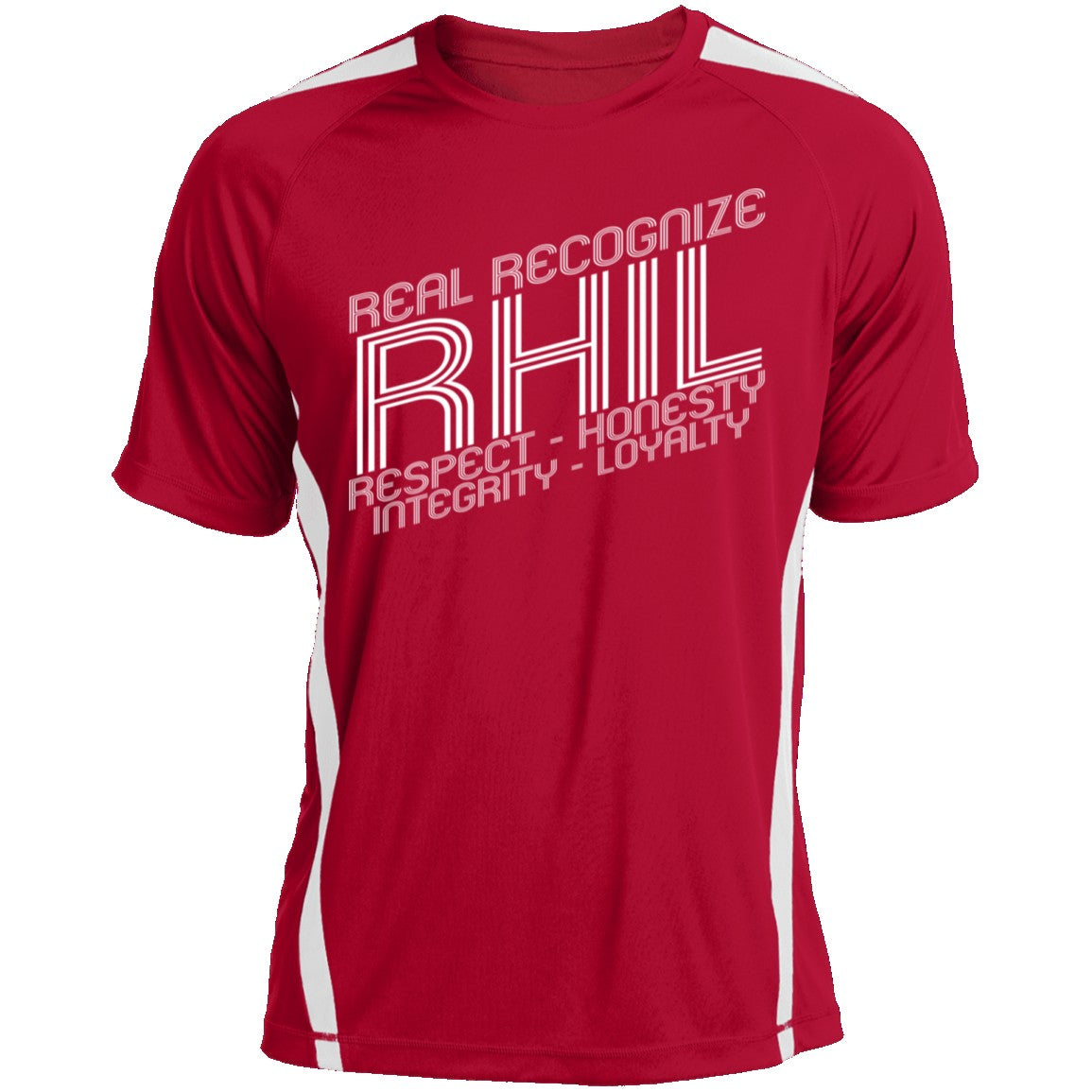 Real Recognize RHIL (Respect, Honesty, Integrity, Loyalty) Colorblock Dry Zone Crew CustomCat