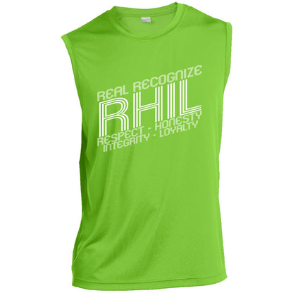 Real Recognize RHIL (Respect, Honesty, Integrity, Loyalty) Sleeveless Performance T-Shirt CustomCat